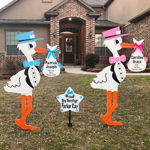 Twin Stork - Dogwood Storks - Stork Sign Rental, Knoxville, TN and surrounding areas