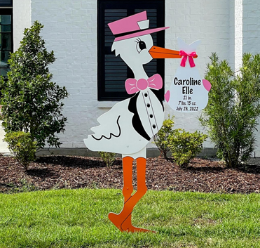 Pink Dogwood Storks - Stork Sign Rental, Knoxville, TN and surrounding areas